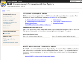 Environmental Conservation Online System (ECOS) screenshot