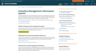 Homeless Management Information System (HMIS) screenshot